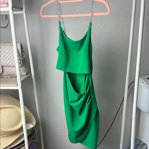 Green cut out dress with chain straps